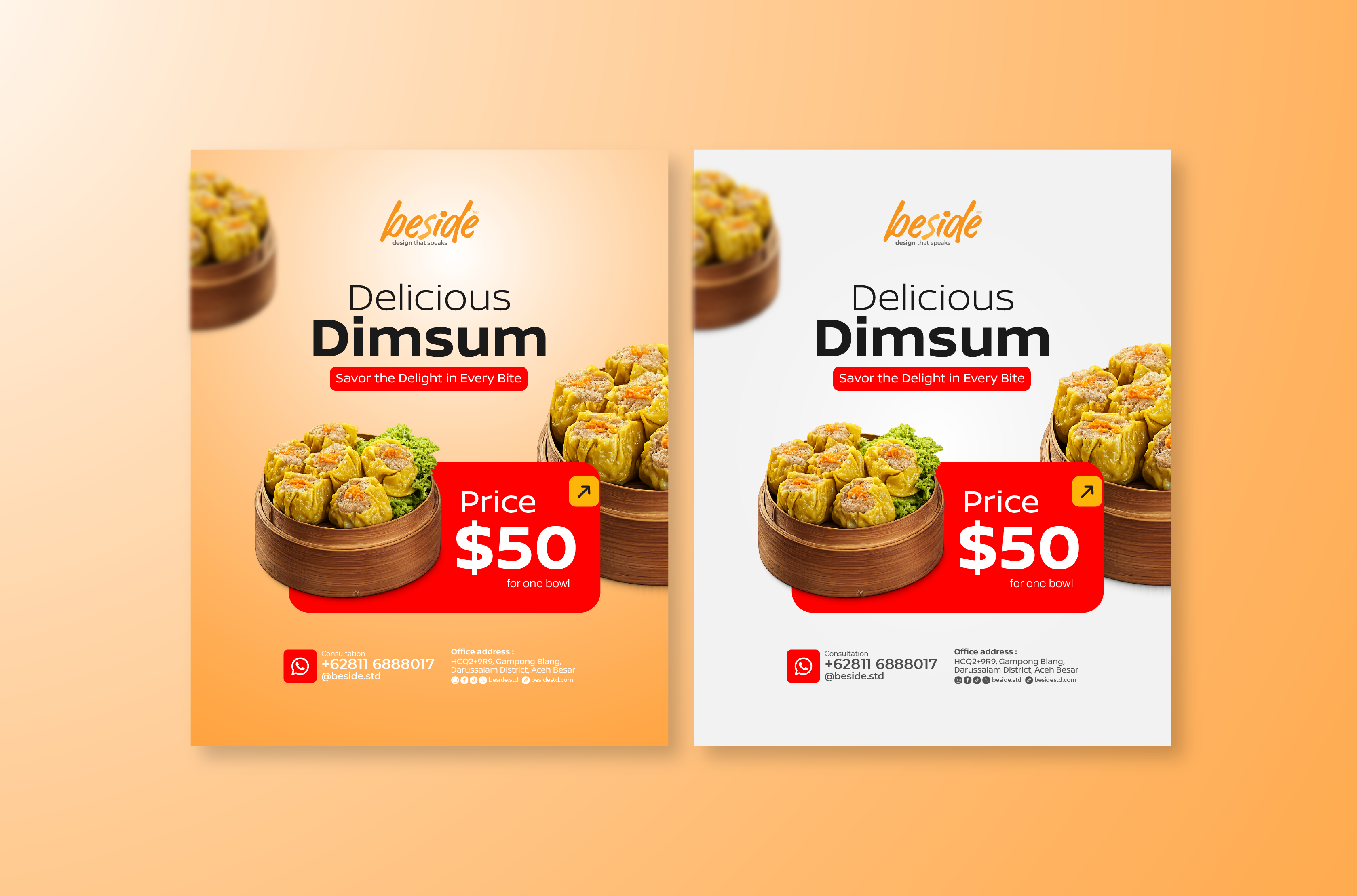 Delicious Dimsum Food Flyer Template Modern Restaurant Social Media Promotion Design
