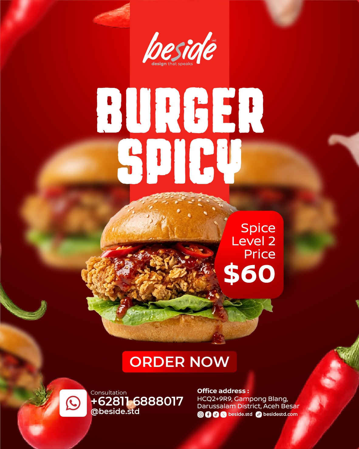 Spicy Burger Fast Food Flyer Design Template